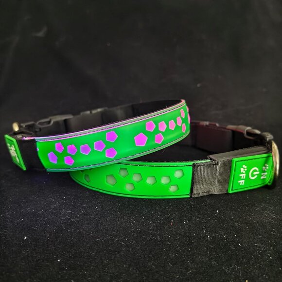 DOGLED Flashing LED Dog Collar Medium Green Fits 15.7-19.7" Neck NEW Pentagon - Picture 8 of 14